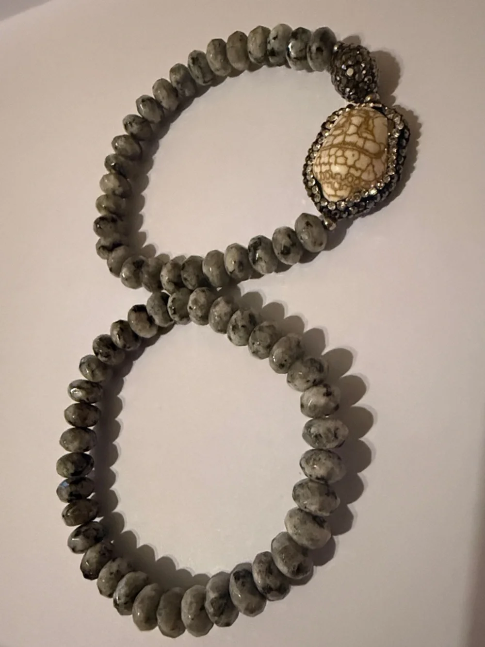 Buddha White Turquoise and Jasper beaded stretch bracelet set